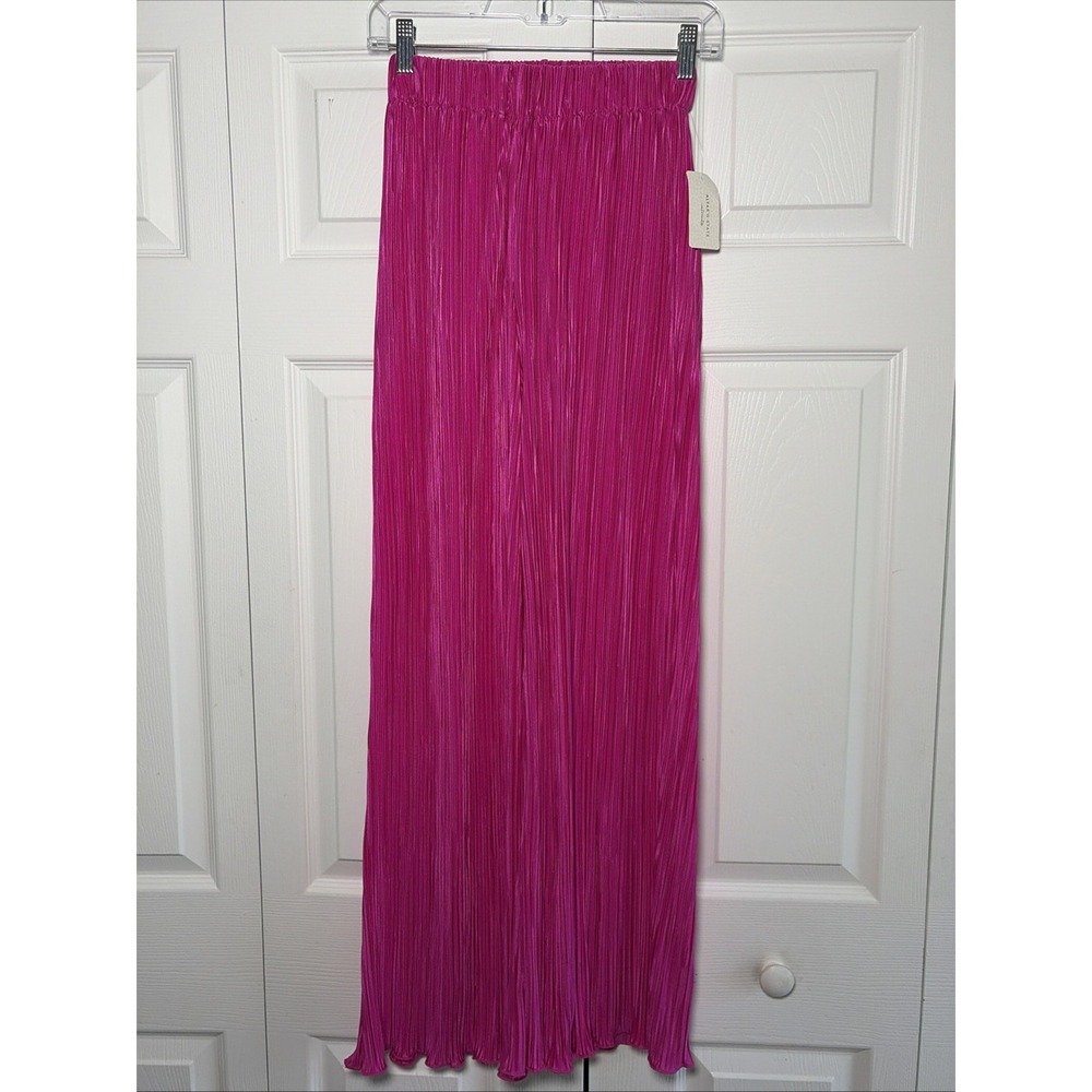 Altar'd State Plisse Wide Leg Pants Womens Size XS Hot Pink Pleated Y2K Satin